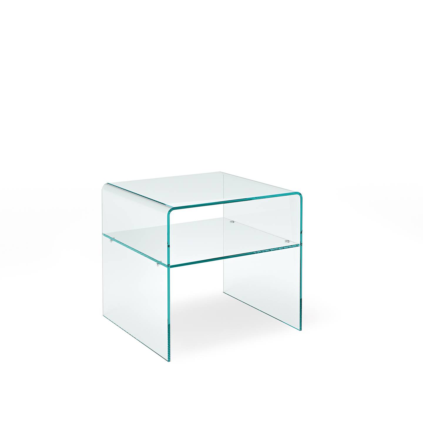 Table de Chevet en Verre Cintré chez Arrivetz Lyon : Design et Élégance